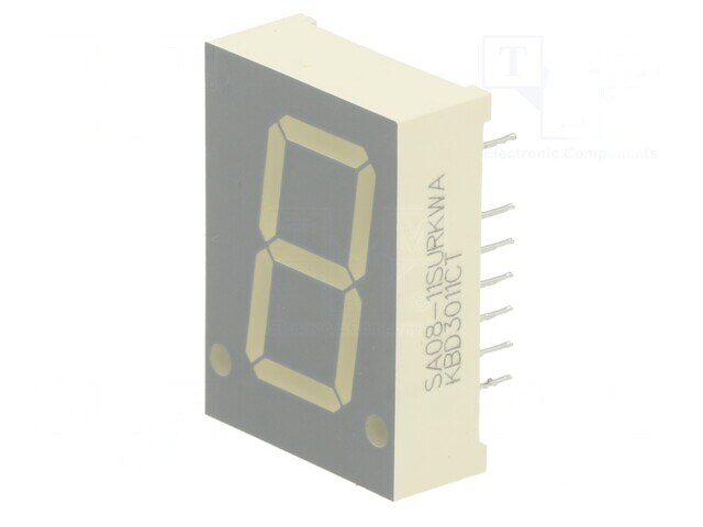 SA08-11SURKWA, Дисплей: LED; 7-сегментный; 20,32мм; 0,8"; II.зн: 1; красный; анод