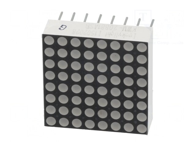 KWM-20881ASB, Дисплей: LED; матрица; 8x8; красный; 3÷4,5мкд; анод; 20x20мм