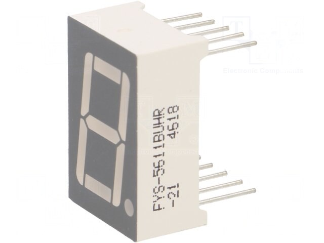 FYS-5611BUHR-21, Дисплей: LED; 7-сегментный; 14,2мм; 0,56"; II.зн: 1; красный; анод