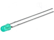 HLMP-1790, LED; 3мм; зеленый; 1÷2,3мкд; 50°; Поверхность: выпуклая; 1,8÷2,2В